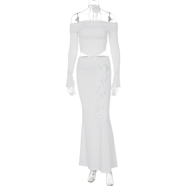 Dame Elegant Maxikjole med skulderfri design og romantiske flæsedetaljer Stilla