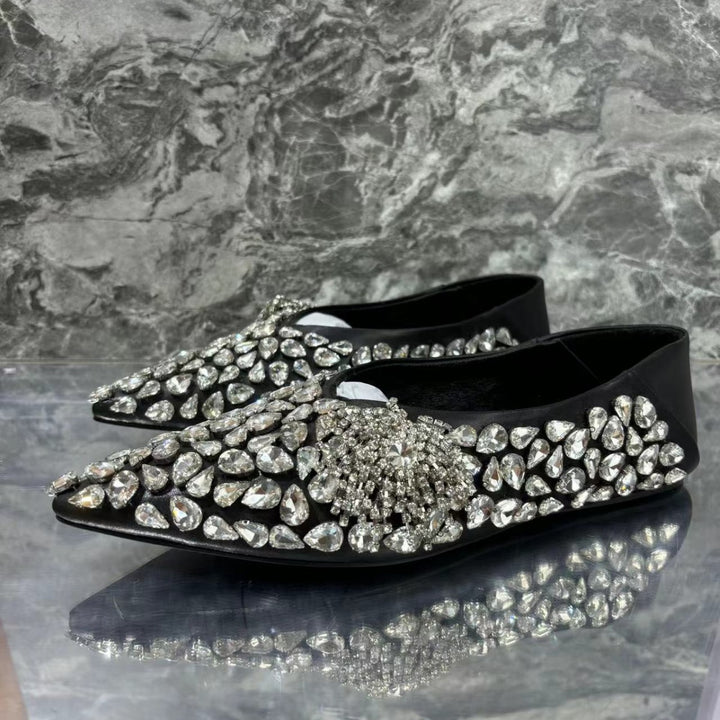 Femme Crystal-Besatte Spidse Ballerinaer Stilla