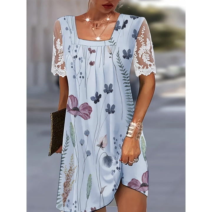 Dame Floral Broderet Mini Kjole Stilla