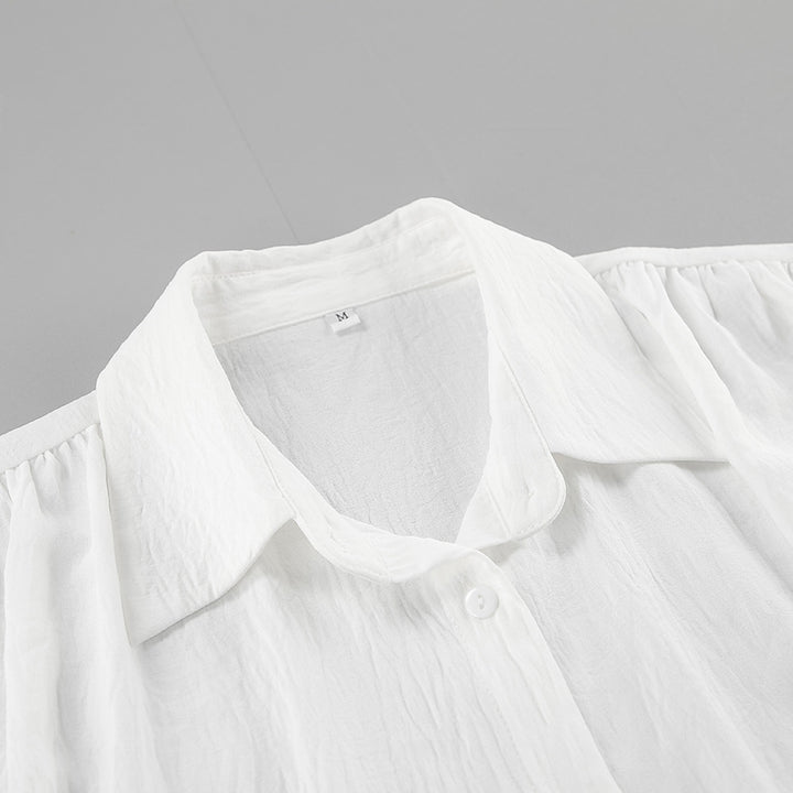 Dame Oversized Bluse med voluminøse ærmer og pænt binde bælte Stilla