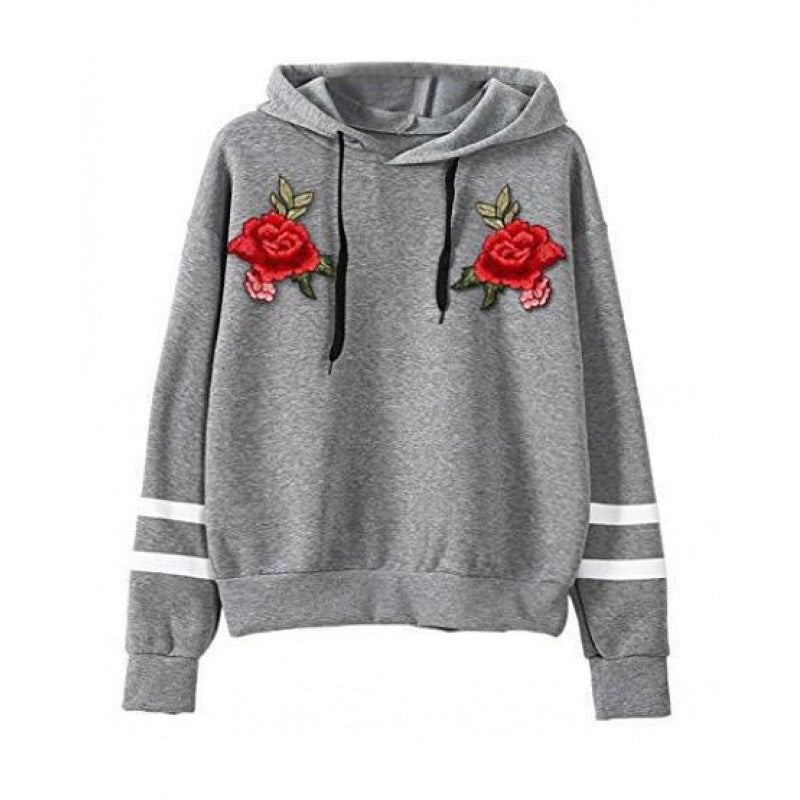 Kvinders sweatshirt med høj kvalitet ros broderi Stilla