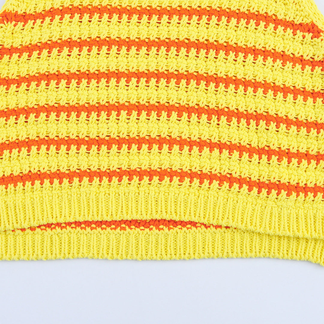 Femme Strikket Ærmeløs Crop Top med Stribemønster Stilla