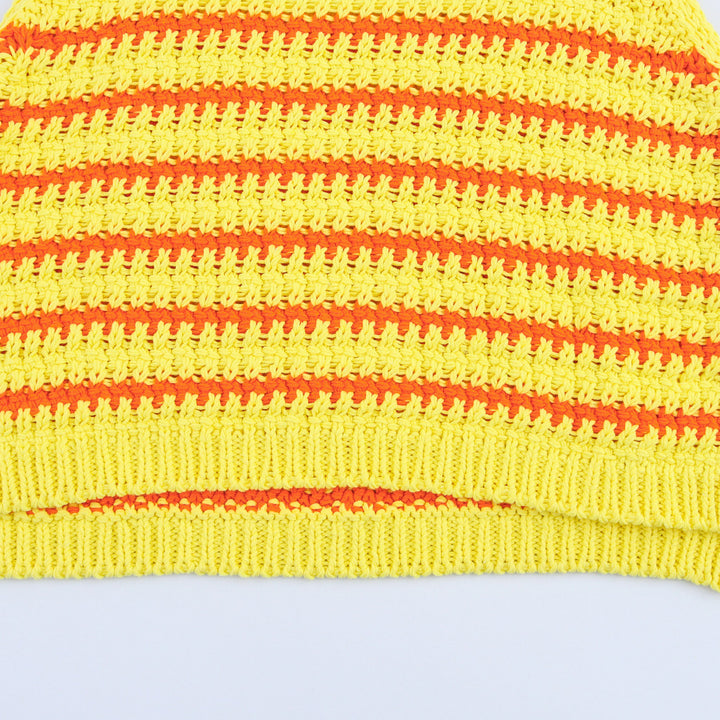Femme Strikket Ærmeløs Crop Top med Stribemønster Stilla