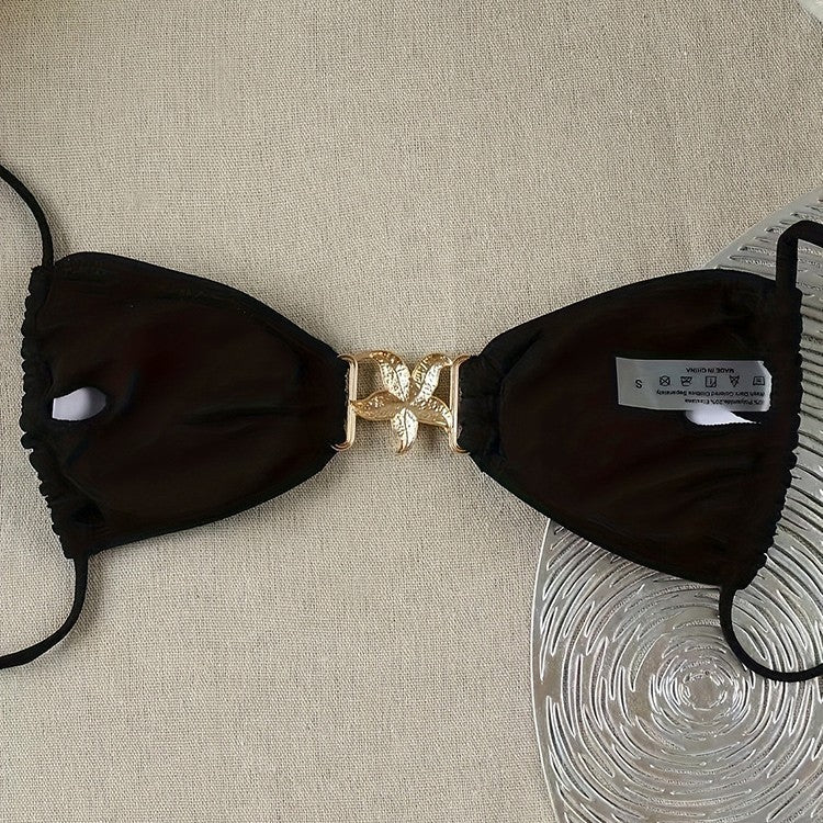 Dame trekant-bikini top med charmerende smykkedetail Skovae
