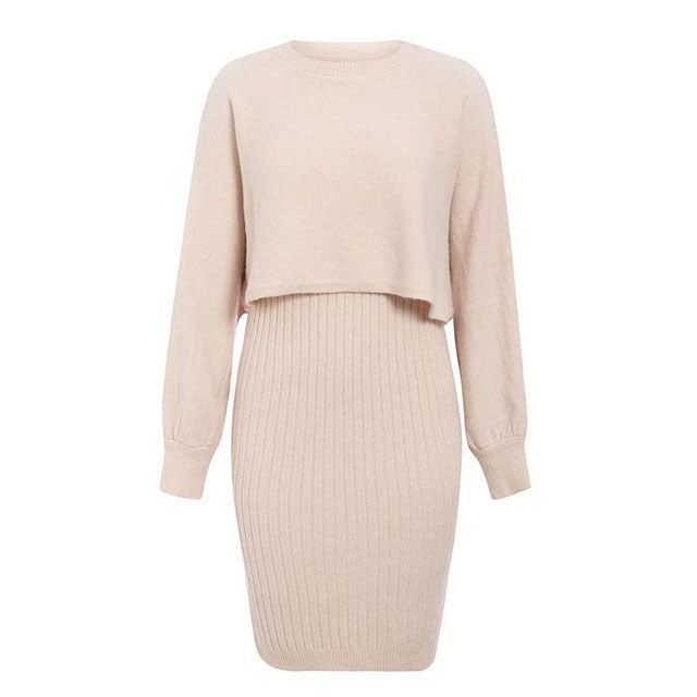 Damer Strik Kjole med Integreret Cropped Top Stilla