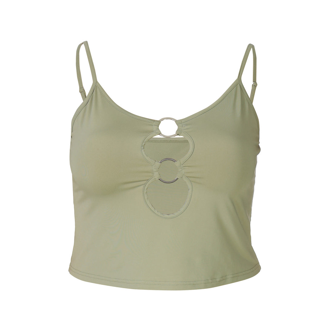 Dame Crop-Top med unik ring-udskæring Skovae