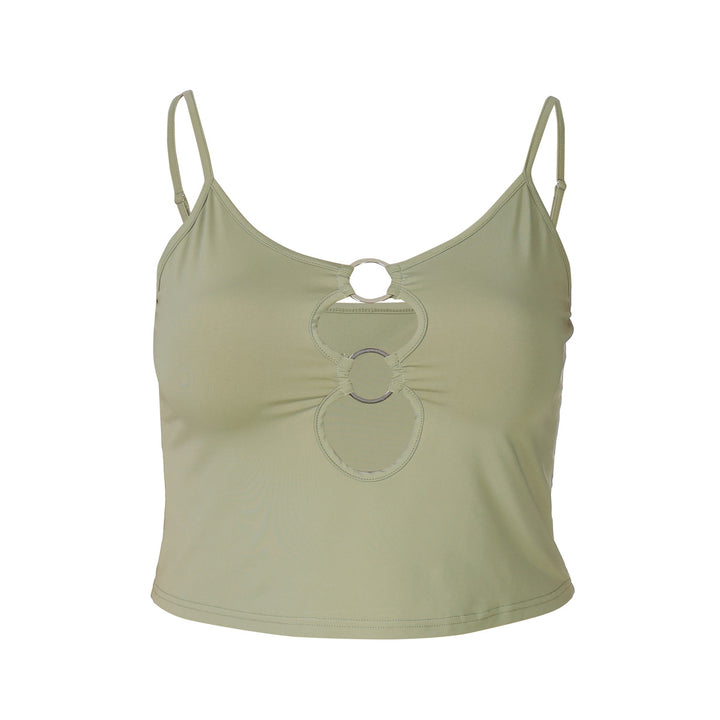 Dame Crop-Top med unik ring-udskæring Skovae