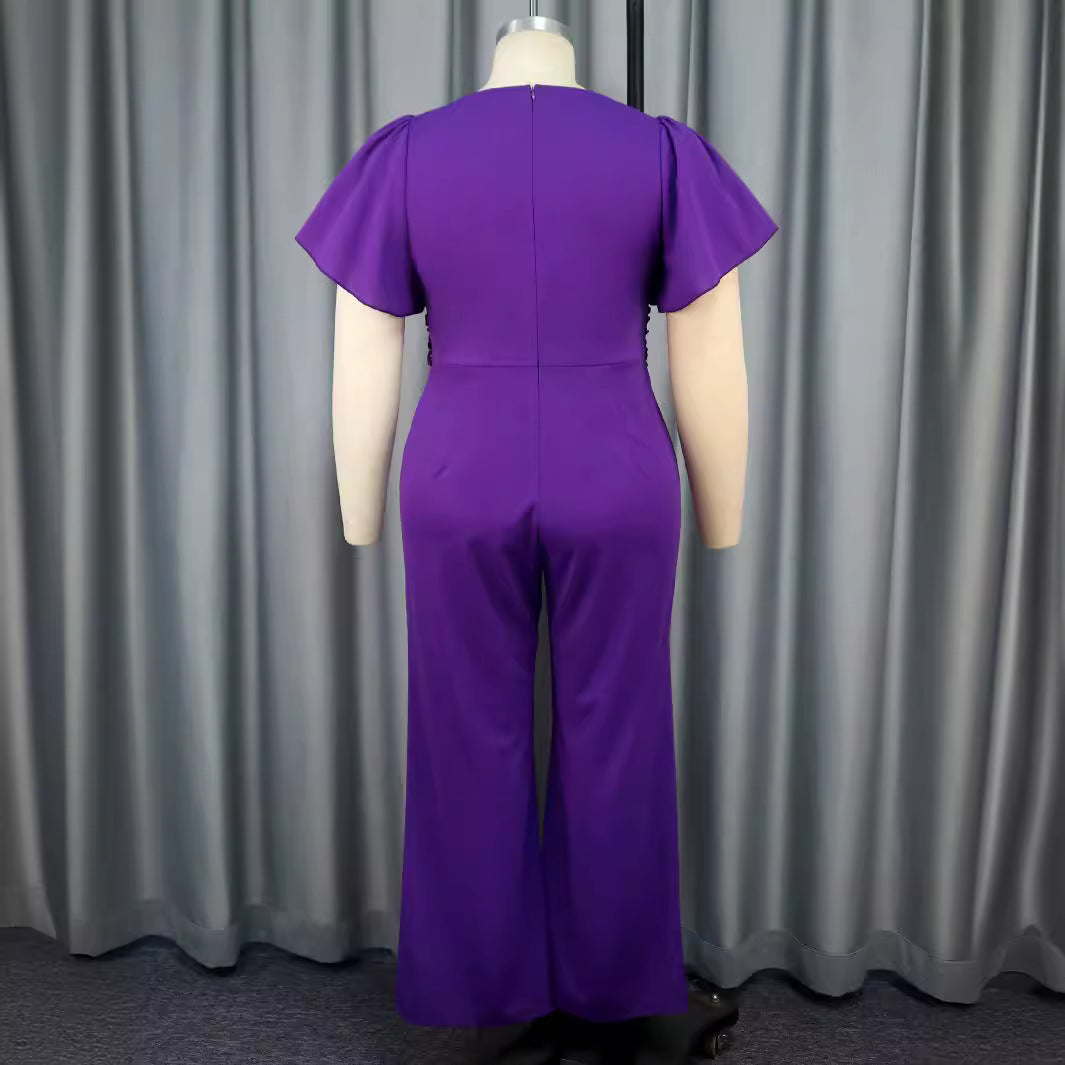 Dame Elegant jumpsuit med asymmetrisk design og elegant sløjfeapplikation Skovae