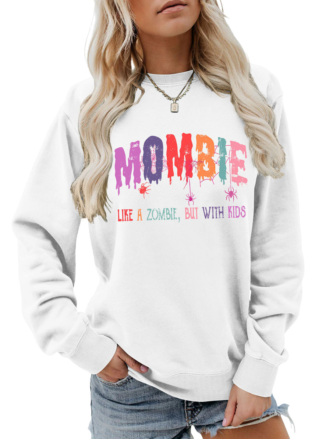 Dame sweatshirt med kreativt zombie-motiv Stilla