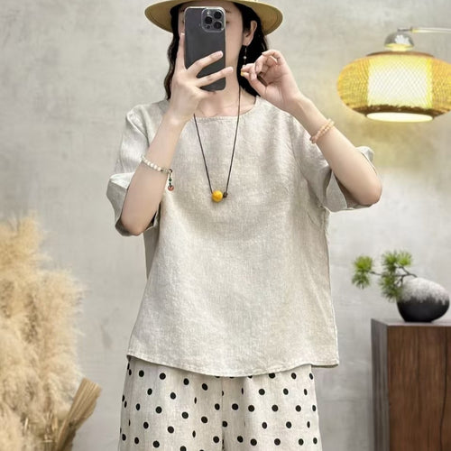 Femme Casual Afslappet Fit Linen Top Stilla