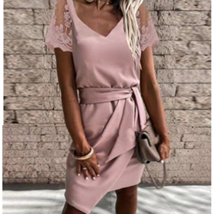 Dame Elegant Spidsbesat Omviklet Kjole Stilla