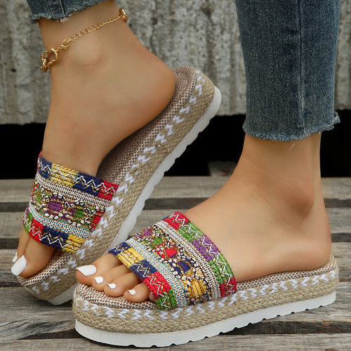 Dame Komfortable og farverige Espadrilles-sandaler med broderier Stilla