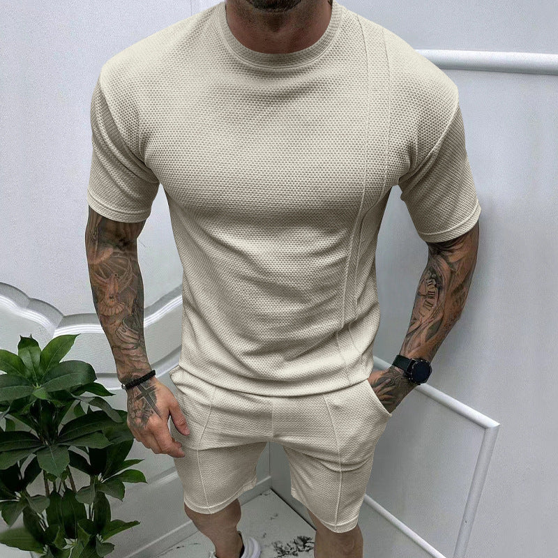 Herrer Sporty kortærmet sæt i åndbart materiale med struktureret design Stilla