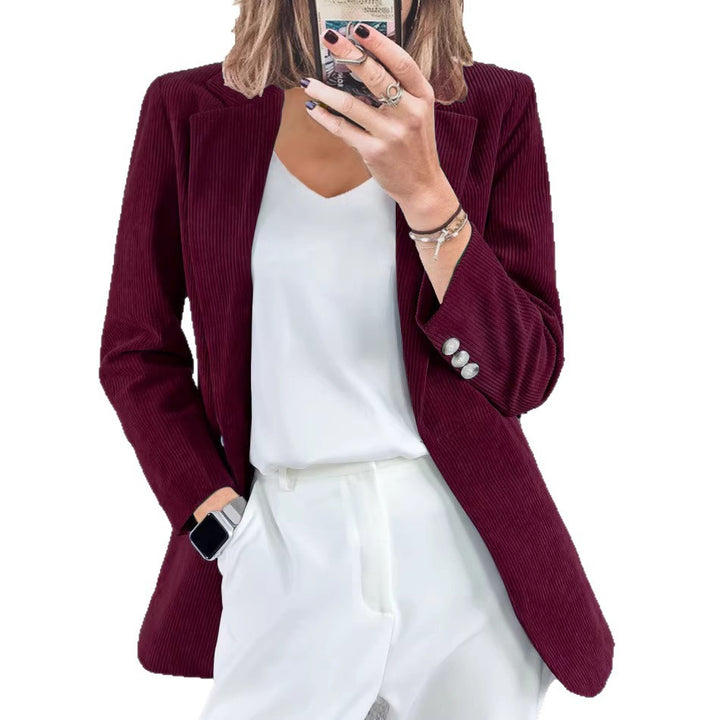 Damer fashionable stribet blazer med slim fit Stilla