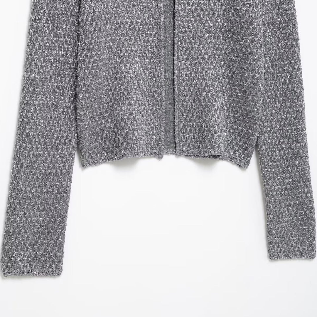 Femme Strukturstrik-Cardigan med knaplukning Stilla