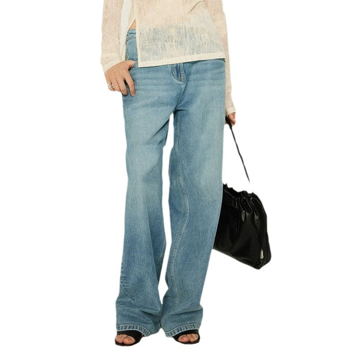Dame brede High-Waist jeans i afslappet snit og åndbart denimstof Stilla