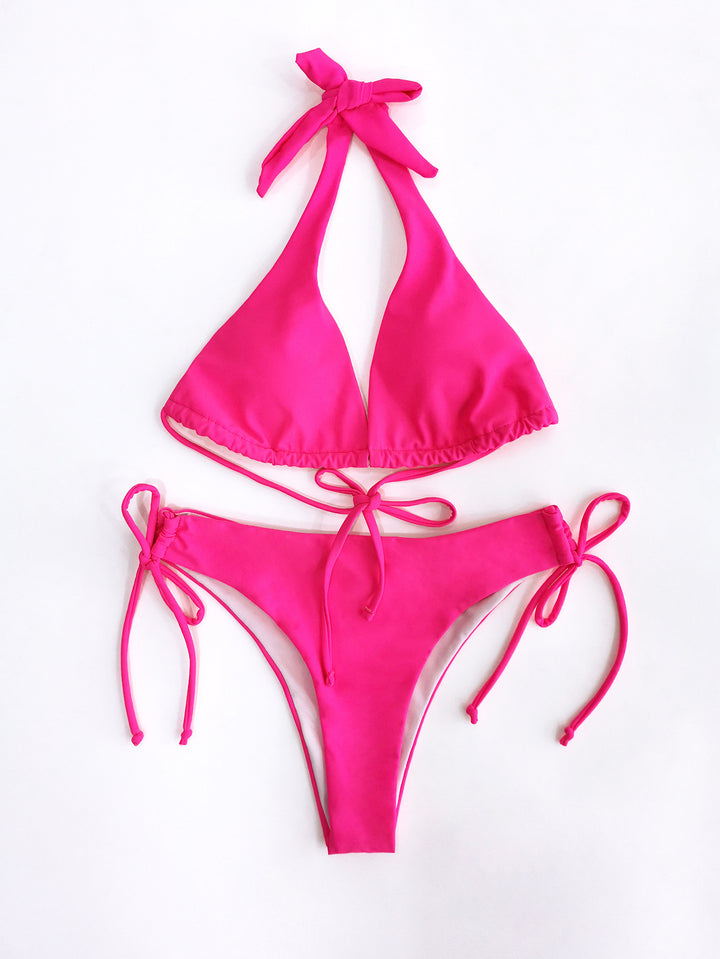 Dame triangel-bikini med raffinerede bindebånd og dyb udskæring Stilla