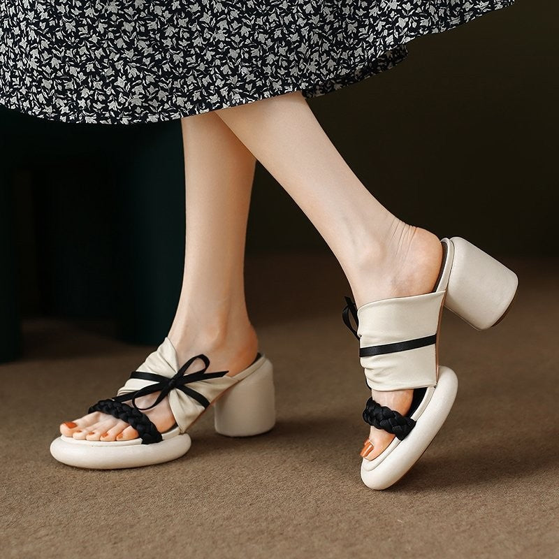 Dame Elegant Klodset hæl Slide Sandaler Stilla