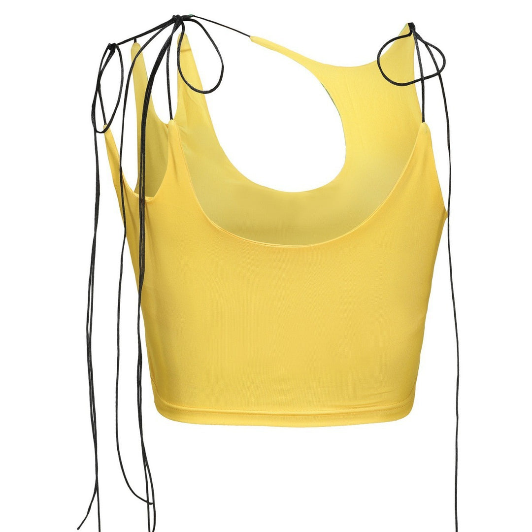 Dame Crop-Top med asymmetrisk udskæring og justerbare stropper Skovae