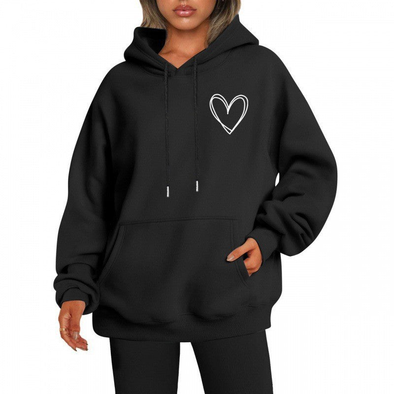 Kvinder hoodie med cool hjertemotiv Skovae