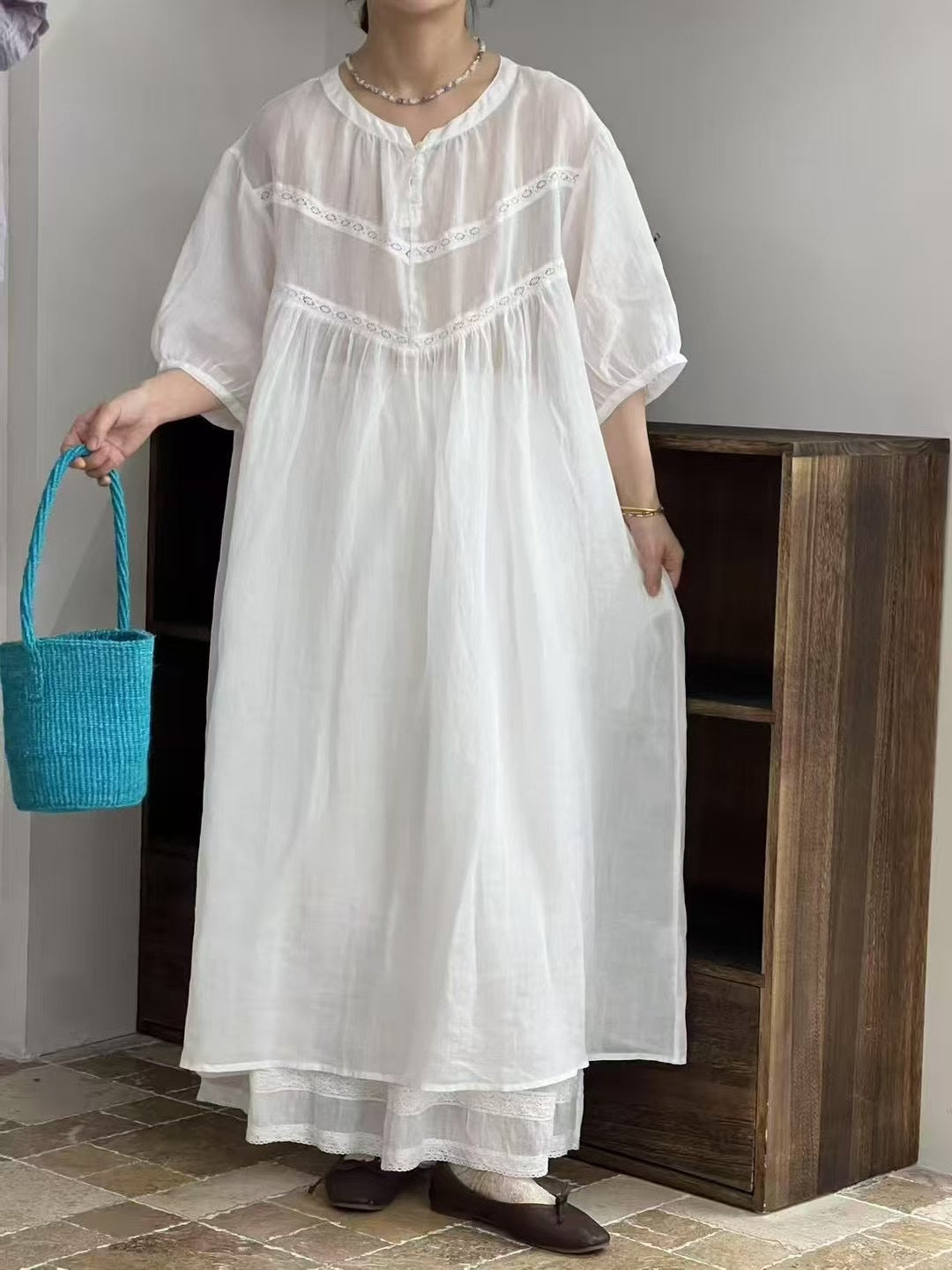 Femme Bohemsk Stil Maxikjole med lagdelt kant Stilla