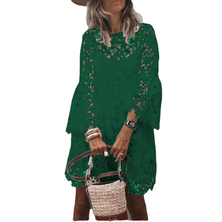 Dame Spids Kaftan-Kjole med elegante Ærmer og kunstneriske Detaljer Stilla