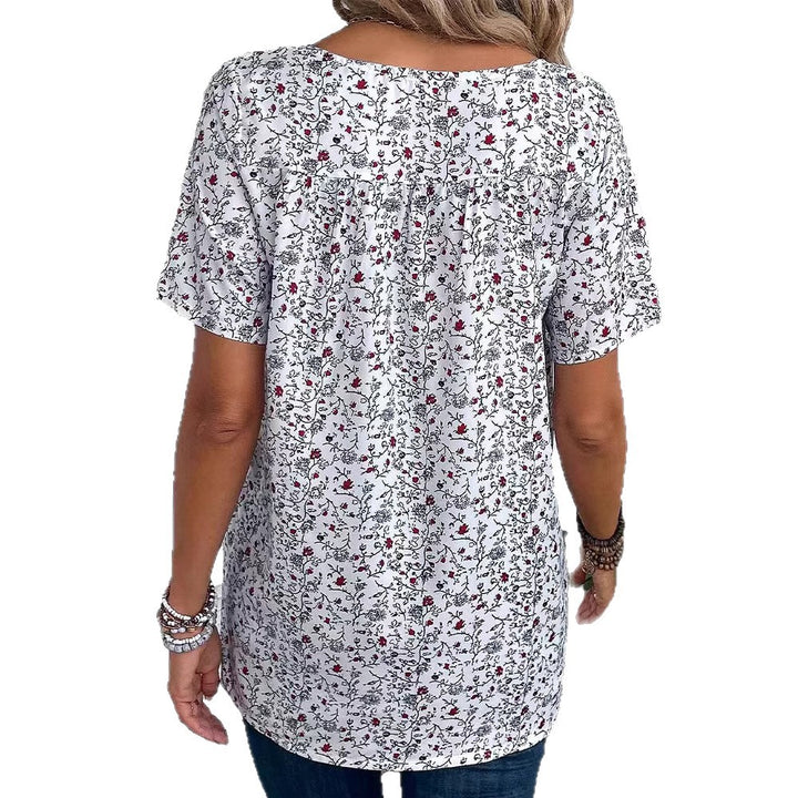 Dame Blusenshirt med floral print og dekorative trykdetailler Stilla