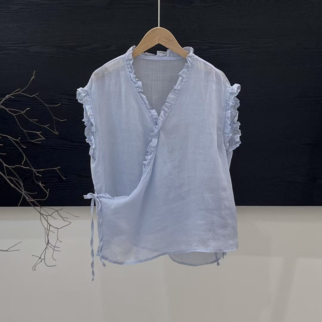 Femme Blød Rynke Indpakningsbluse Stilla