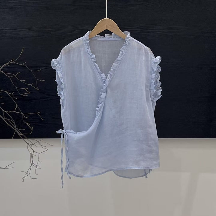 Femme Blød Rynke Indpakningsbluse Stilla