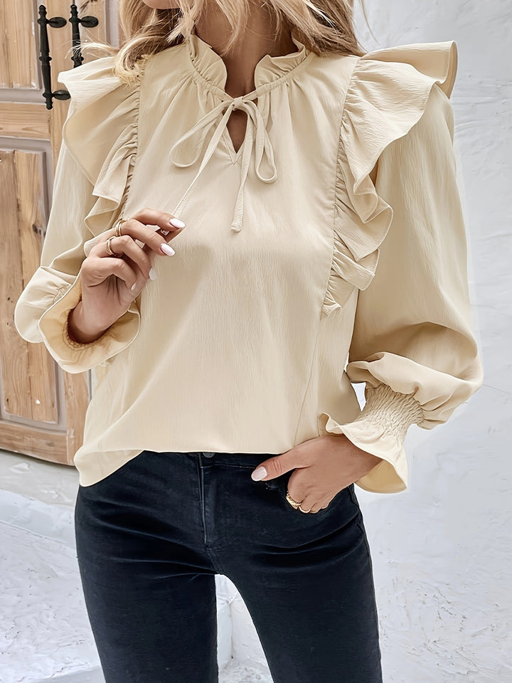 Dame bluse med ruches og let pasform Stilla