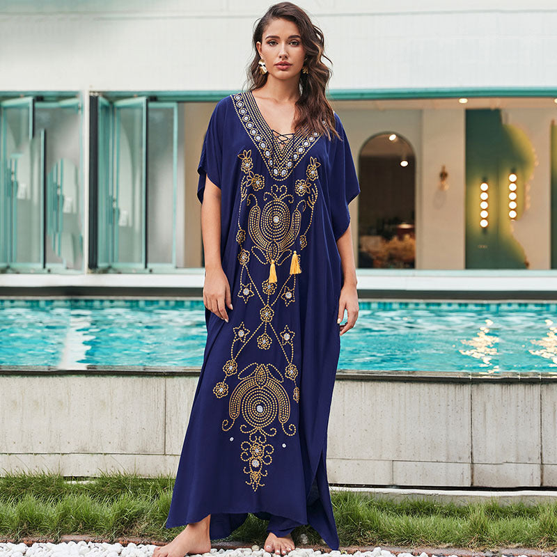 Damer Elegant Kaftan med kunstneriske Applikationer Stilla