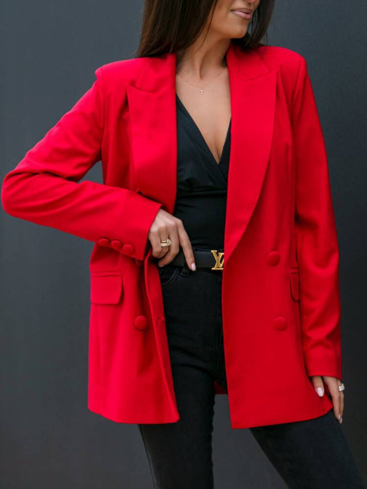Dame Elegant Oversized Blazerjakke med dobbelt knaplukning Stilla