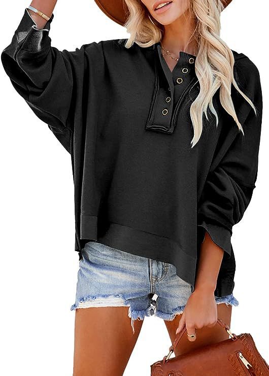 Dame Oversized Sweater med knaplukning og afslappet snit Stilla
