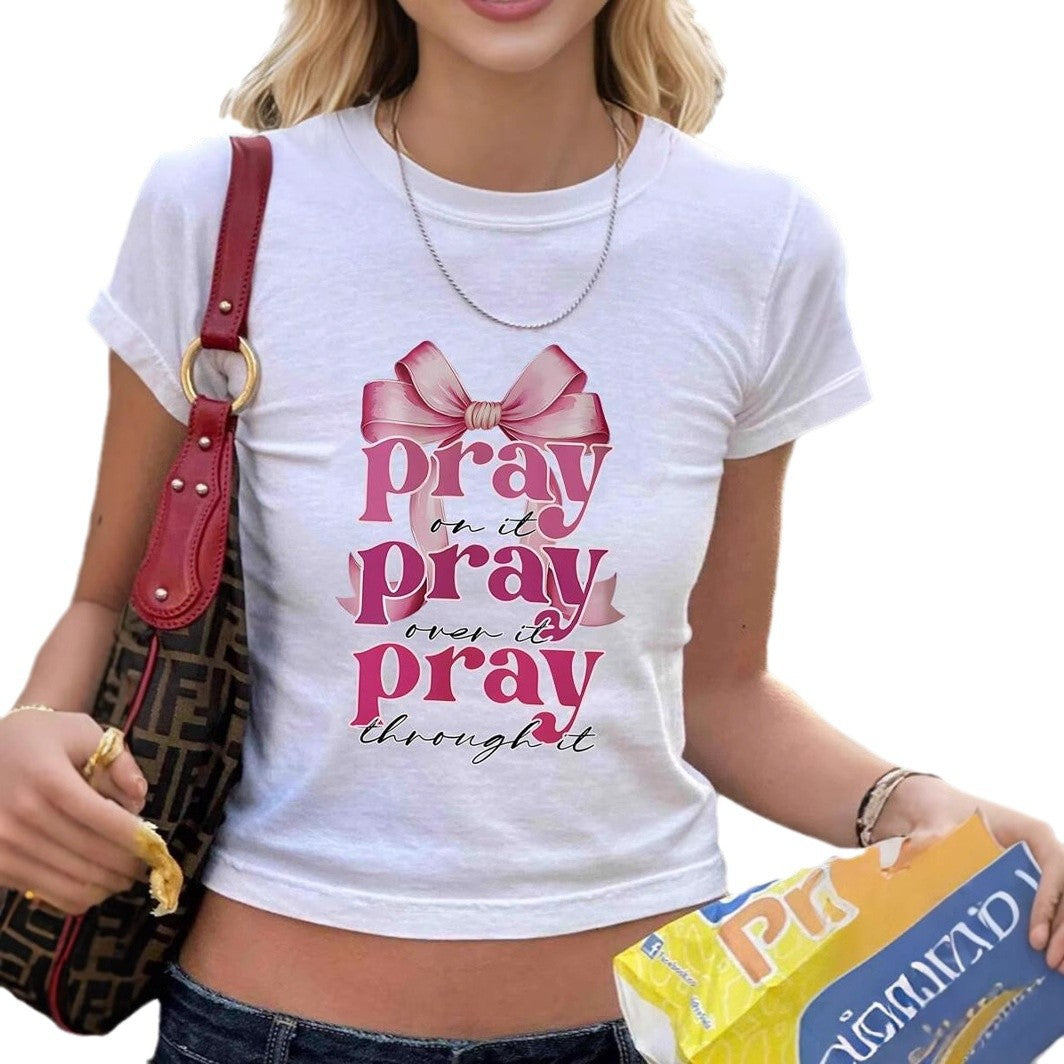 Dame ærmeløs T-shirt med inspirerende citat og legende sløjfemotiv Skovae