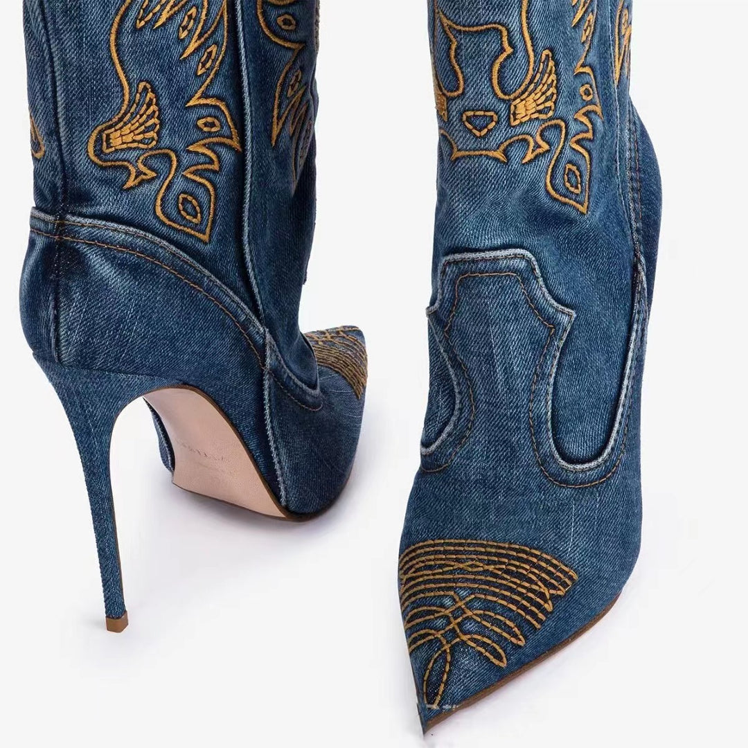 Femme Over-the-Knee Stiletto Cowboy Støvler Stilla
