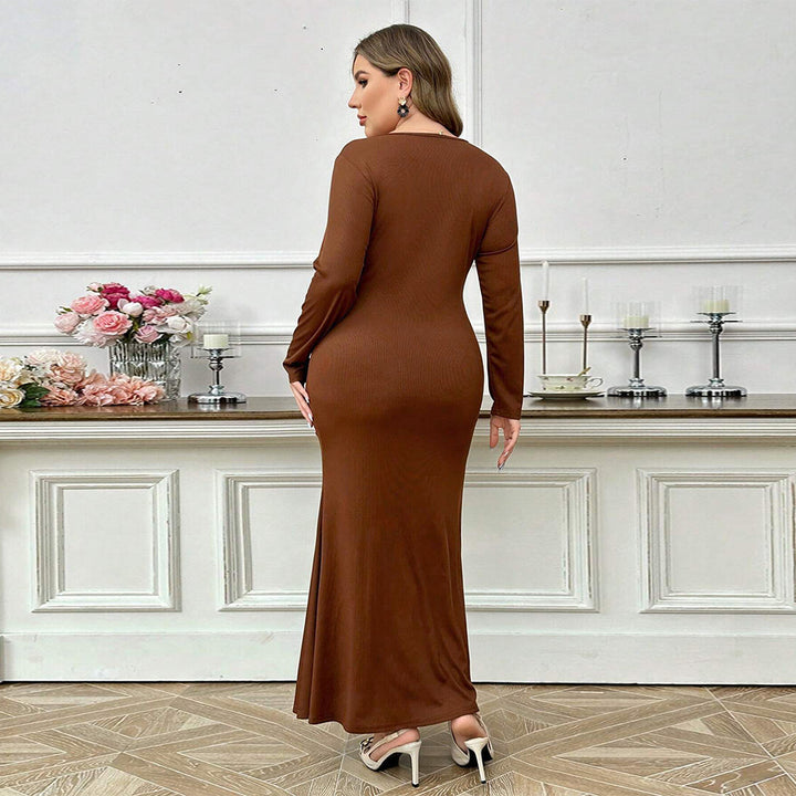 Dame elegant omslag kjole med figurspilskæring og lange ærmer Stilla