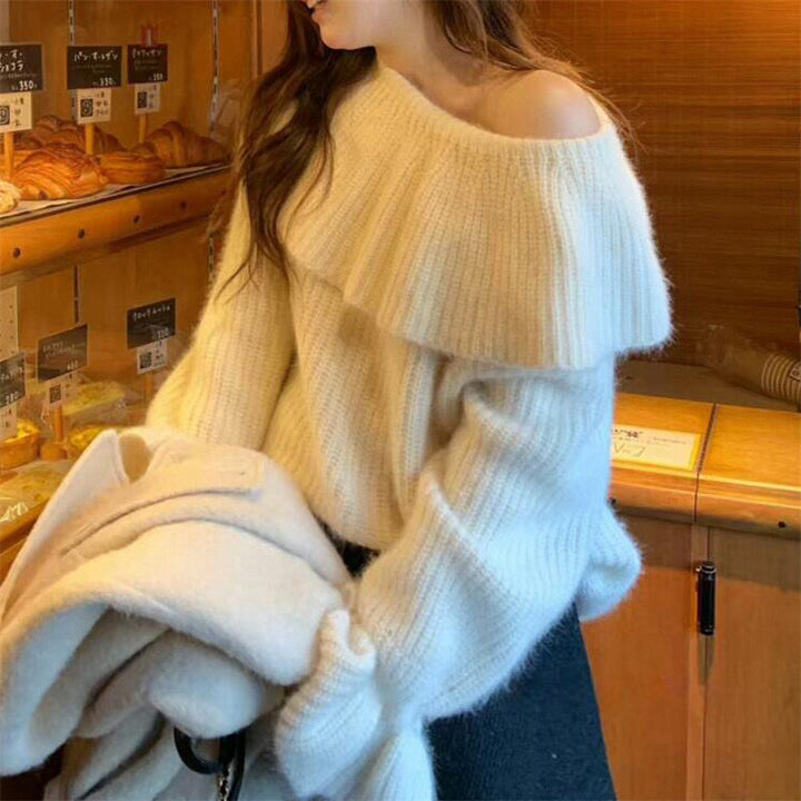 Damer Off-Shoulder Sweater lavet af grov Strik Stilla