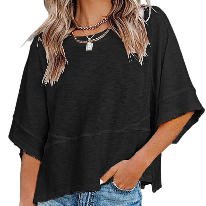 Dame afslappet plus size top med bred pasform og batik-design Stiila