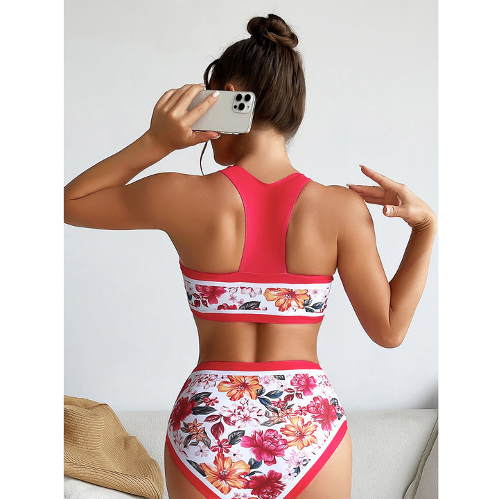 Dame Sporty top og high-waist bikini-bund sæt med blomster mønster Stilla