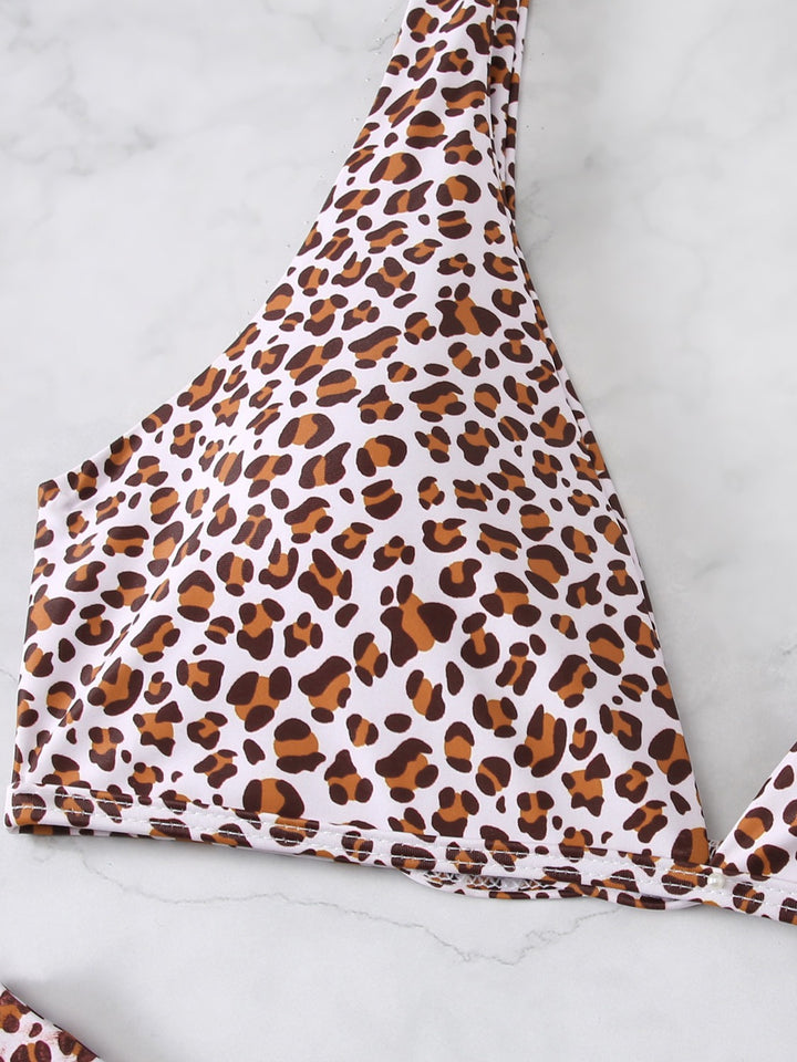 Dame Leopardmønster Høj Bikini Sæt Stilla