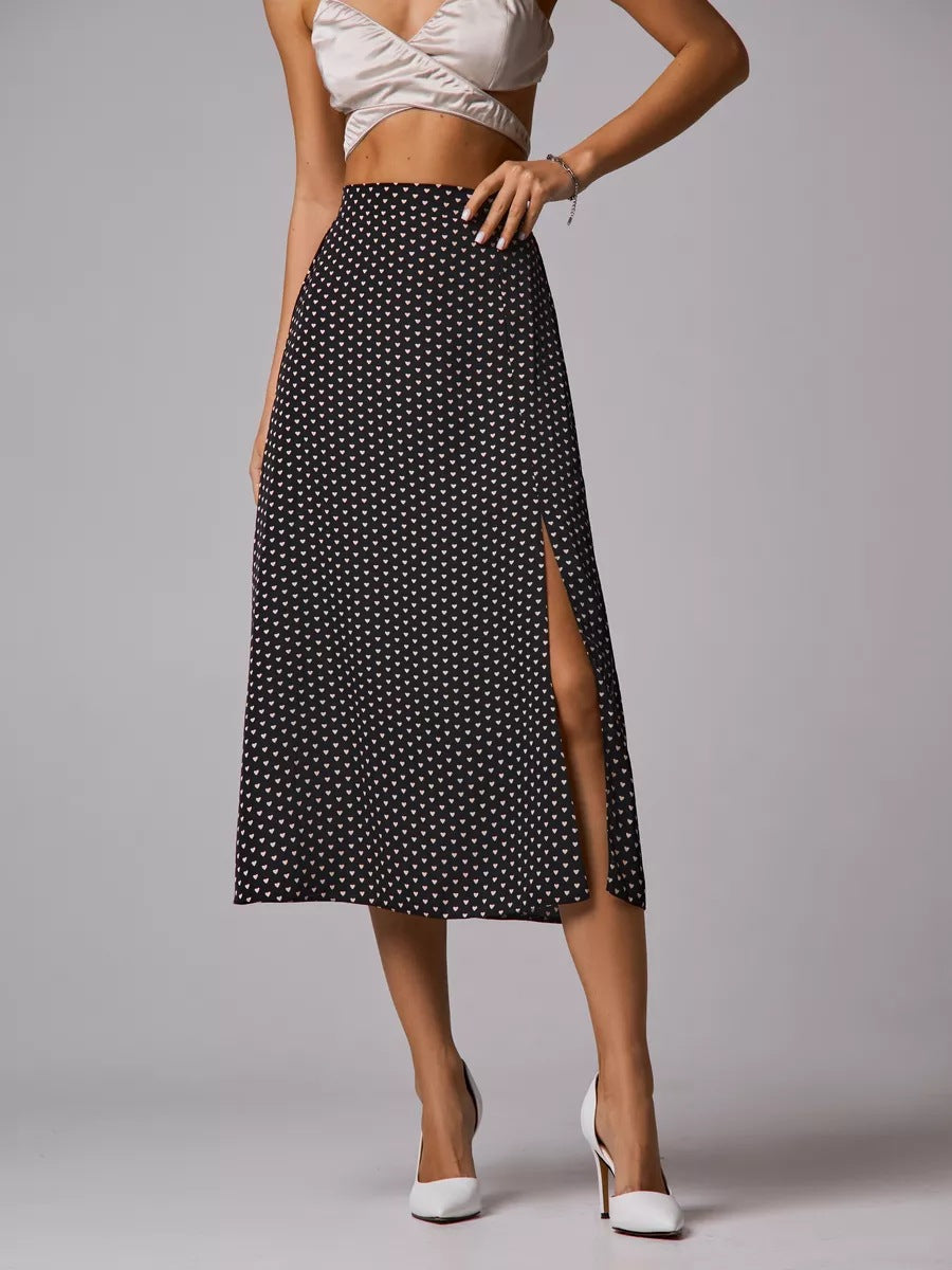 Dame Midikjole med sexy slids og elegant leopardprint Stilla