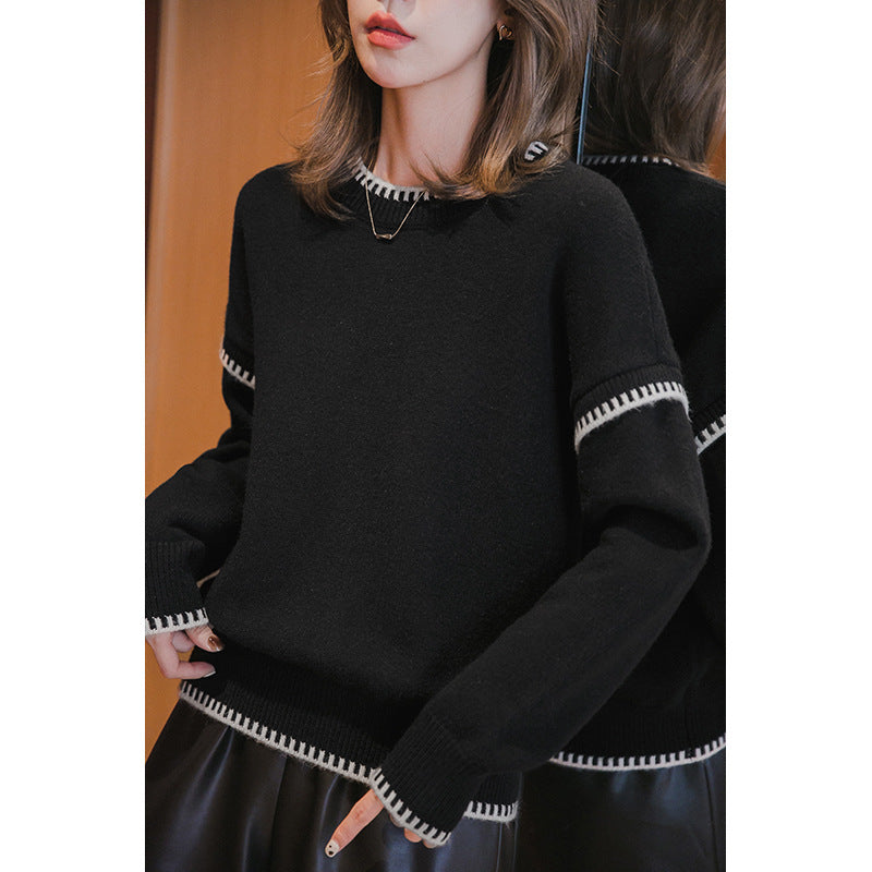 Kvinders hyggelige sweater med tekstureret kant og moderne accenter Stilla