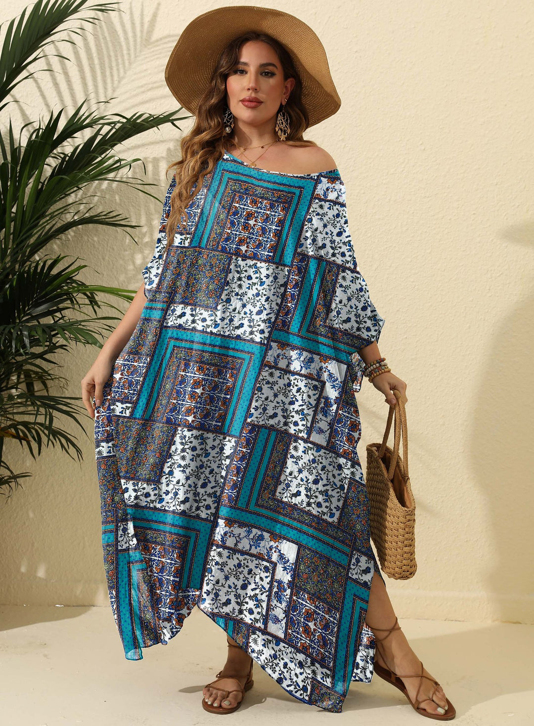 Dame Bohemian Print Maxi Kaftan Kjole Stilla