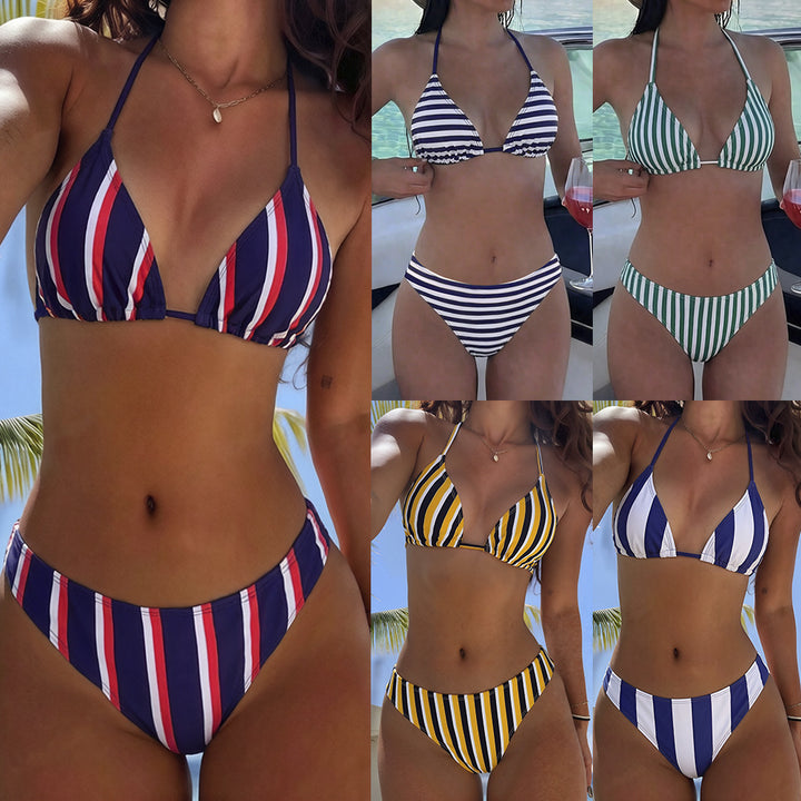 Dame Triangel Bikini med sidelæns striber Skovae