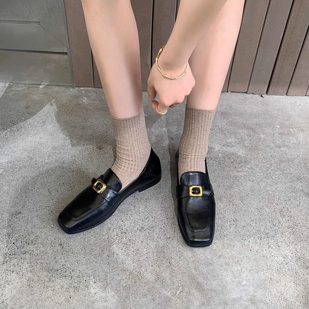 Kvinder Elegante Firkantet Tå Slip-Ons med Dekorativ Spænde Stilla