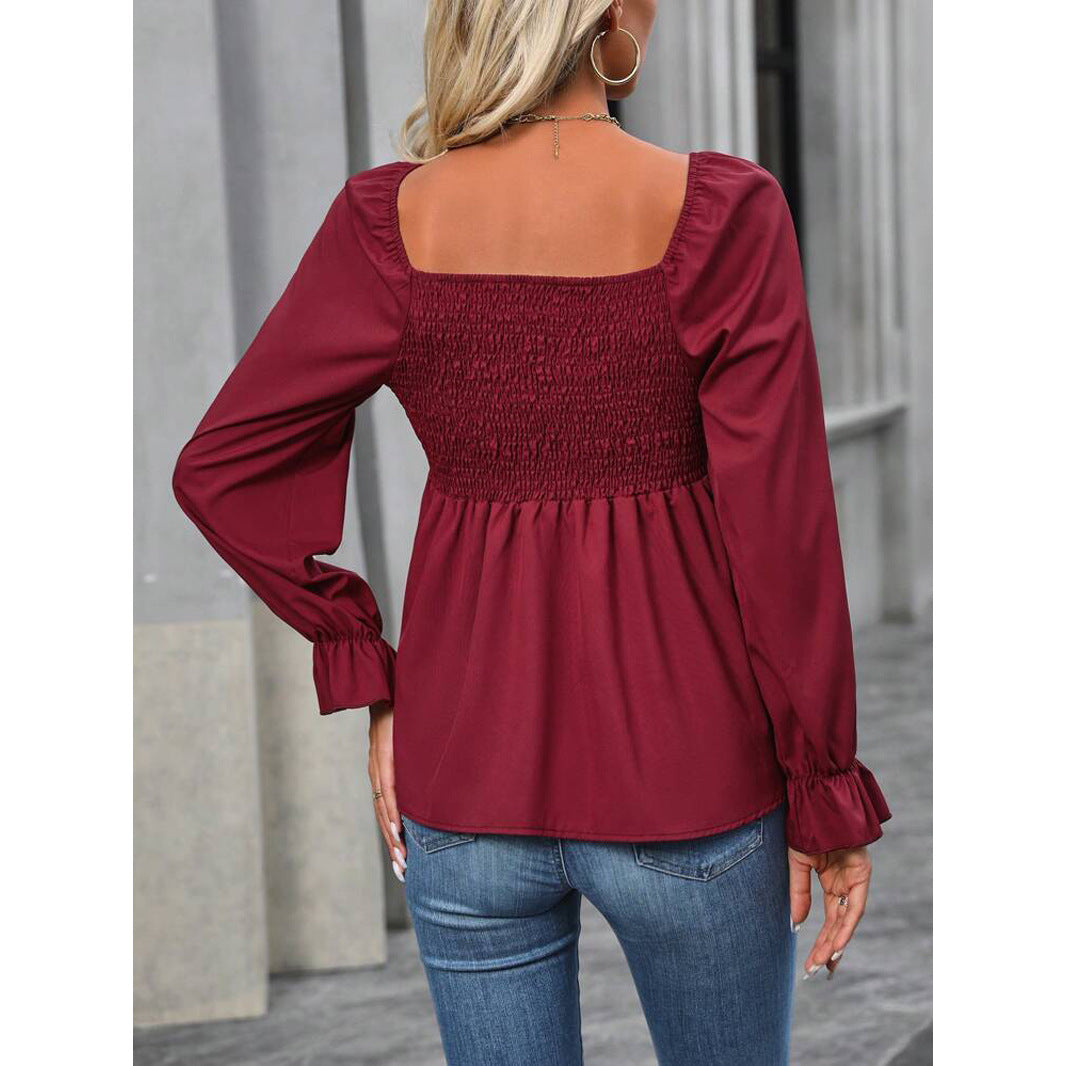 Dame Luftigt skåret bluse med slips-detail Stilla
