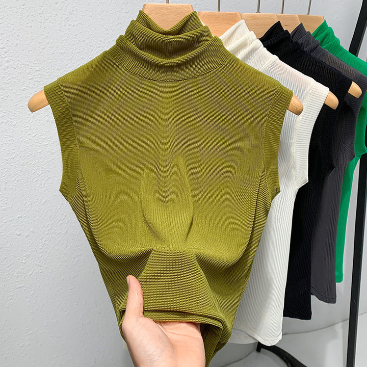 Dame ærmeløs Turtleneck-top i højkvalitets ribmateriale Stilla