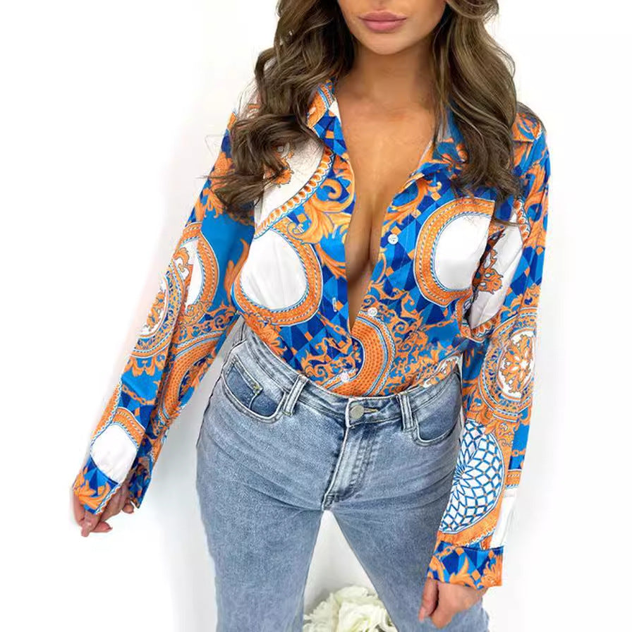 Dame Designer Bluse med unikt mønster og afslappet pasform Stilla