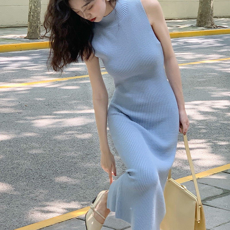 Femme Chunky Knit Rullekrave Midi Kjole Stilla
