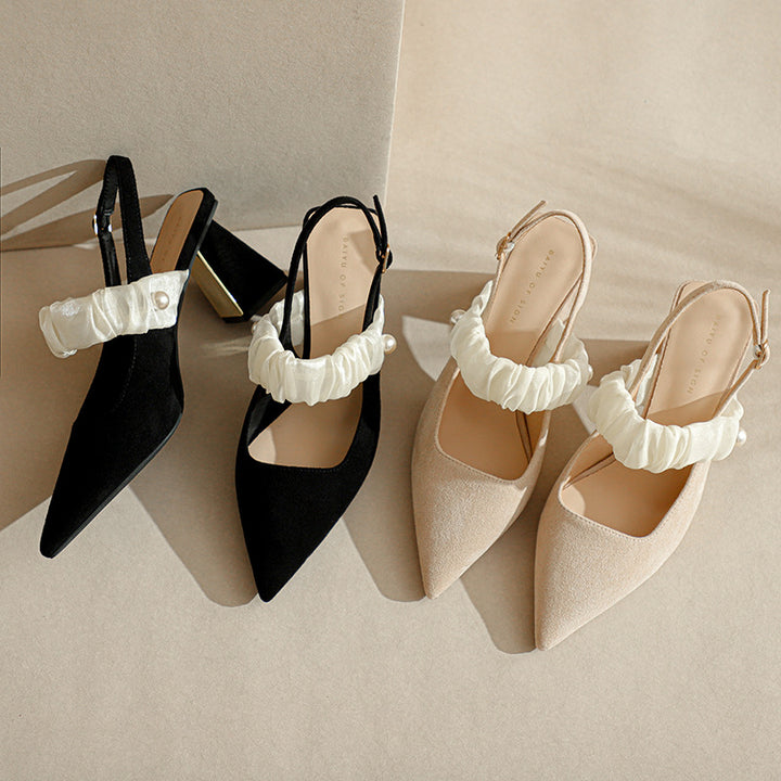 Kvinder Slingback Spids-Fod Hæle med Dekorativ Rem Stilla